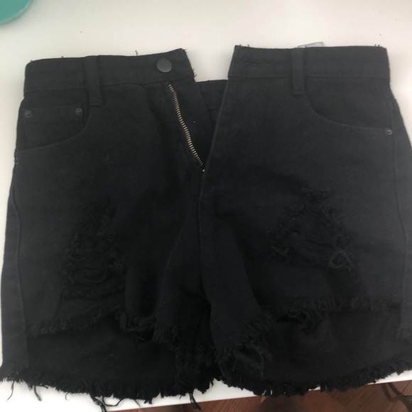 Black Denim Shorts (Cheap) - Picture 1 of 2